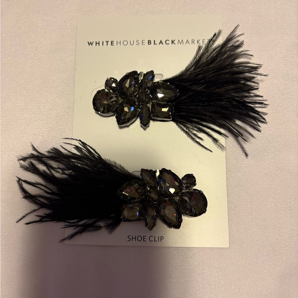 White House Black Market Black Feather/Stone Shoe Accessories